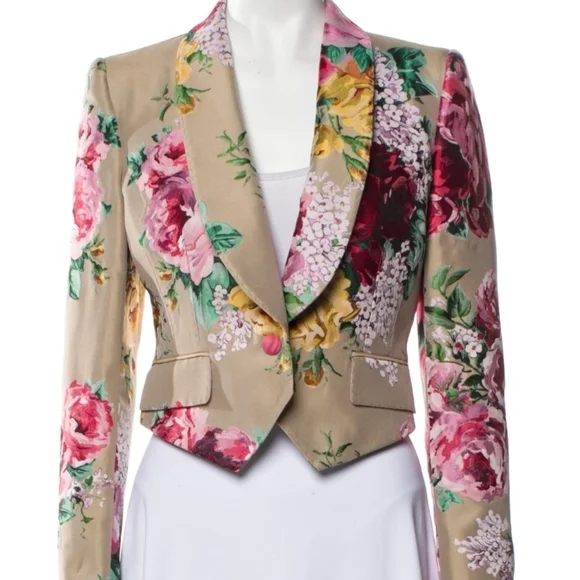 Dolce & Gabbana Floral Blazer in Red, Pink, and Yellow, Silk Blend - Picture 2 of 13